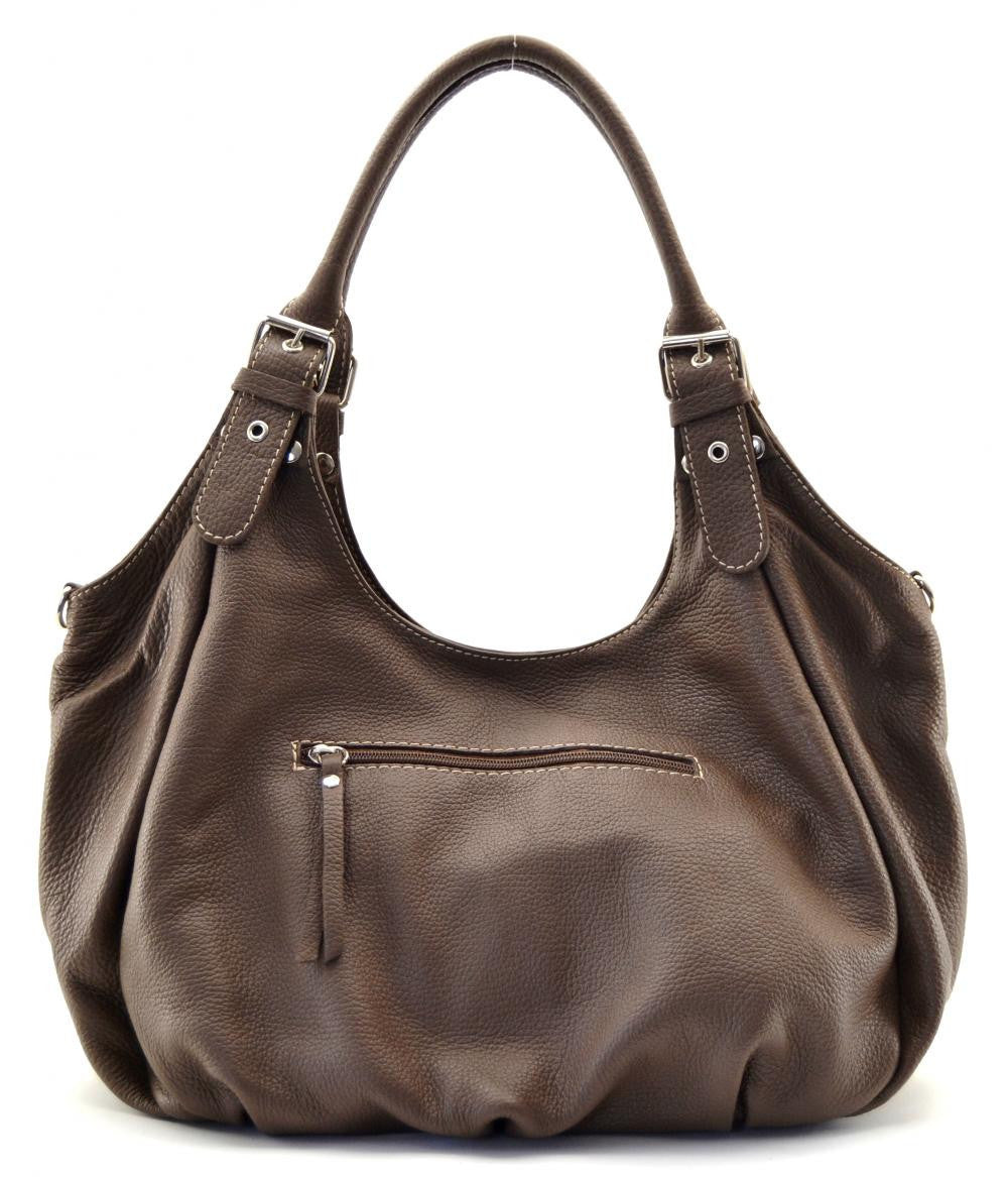 Sac à main en cuir grainé SAINT TROP Taupe foncé