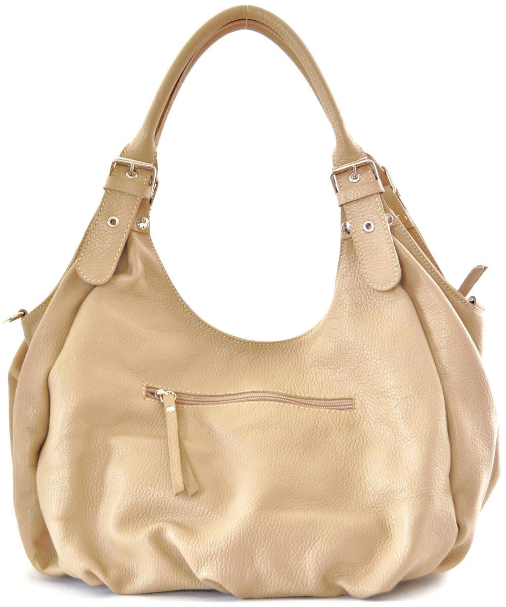 Sac à main en cuir grainé SAINT TROP Taupe clair
