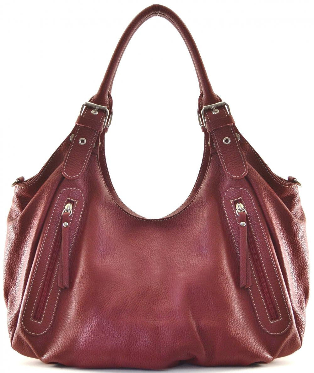 Sac à main en cuir grainé SAINT TROP Rouge foncé