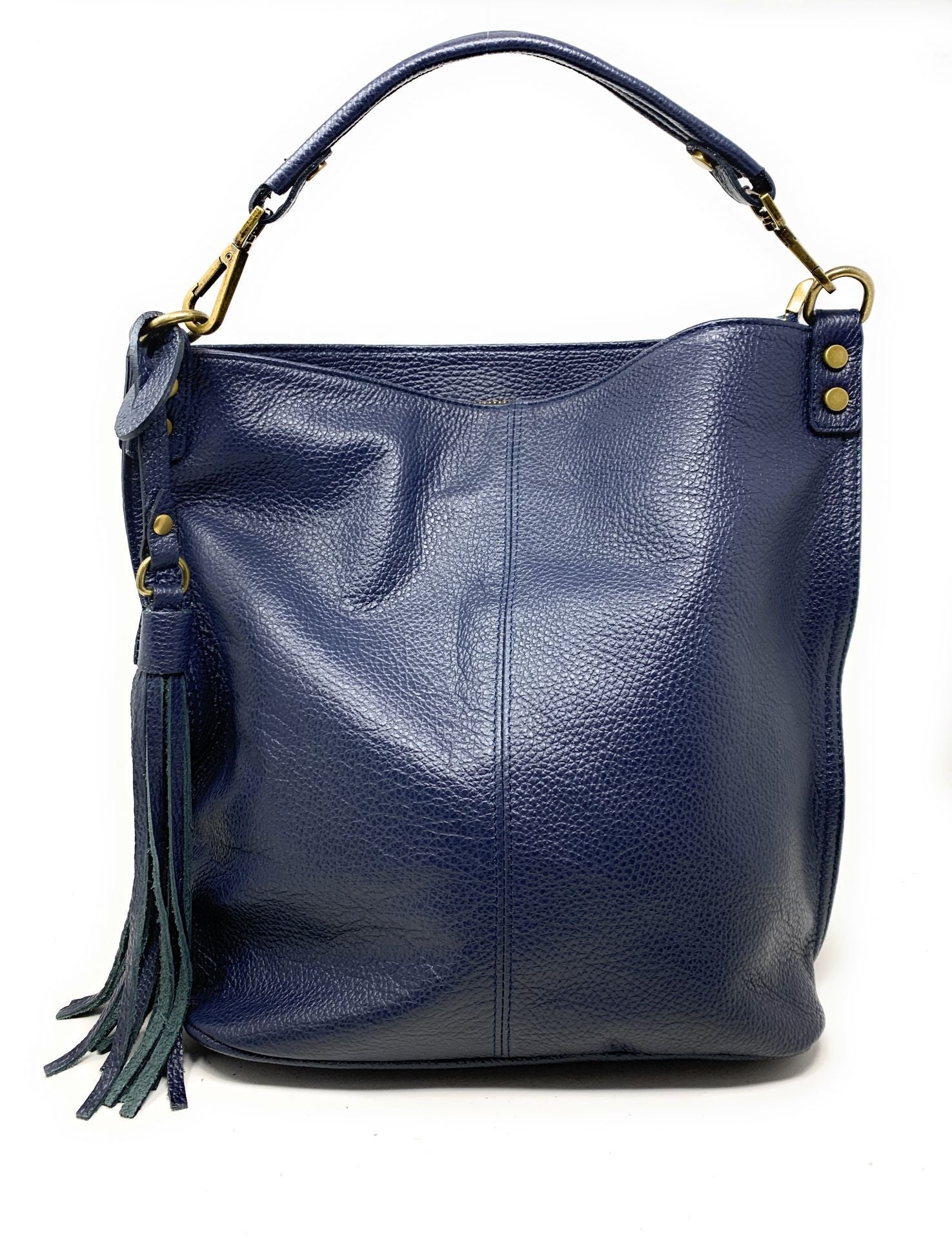 Sac à main en cuir grainé TANAH Bleu marine