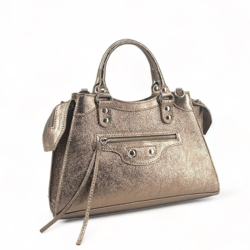 Sac à main en cuir irisé MERCREDI Champagne irisé