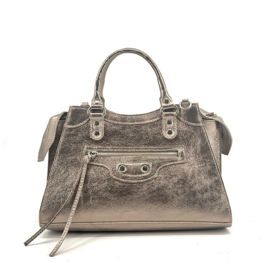 Sac à main en cuir irisé MERCREDI Champagne irisé