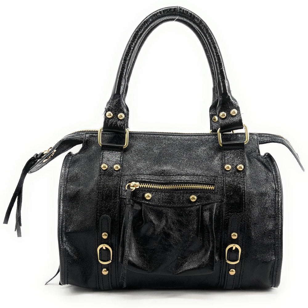 Sac à main en cuir irisé SANDSTORM GOLD (petit modèle) Noir irisé