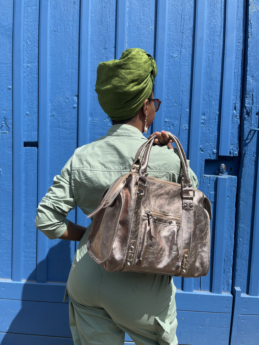 Sac à main en cuir irisé SANDSTORM Champagne irisé