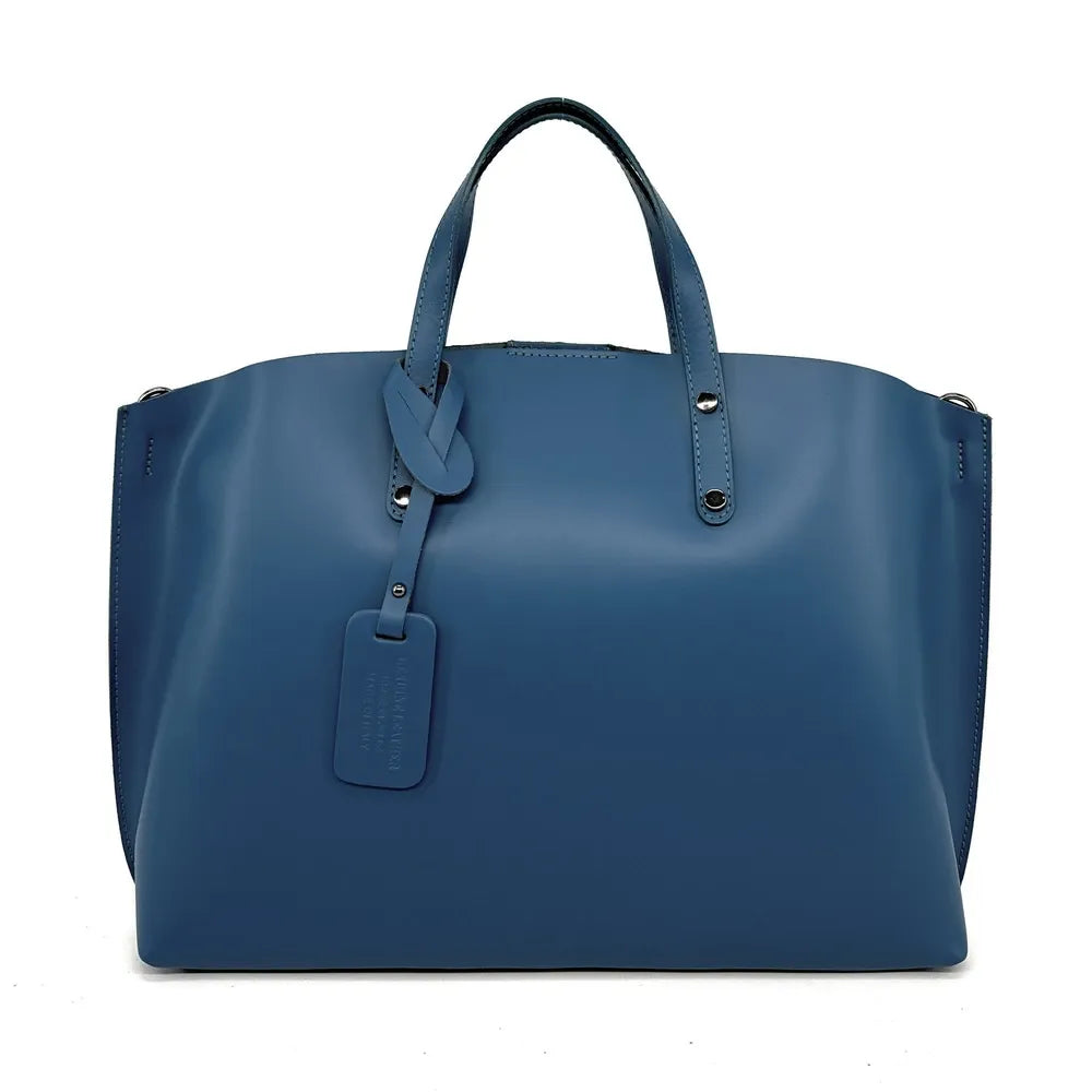 Grand sac à main en cuir glacé CHANTILLY Bleu