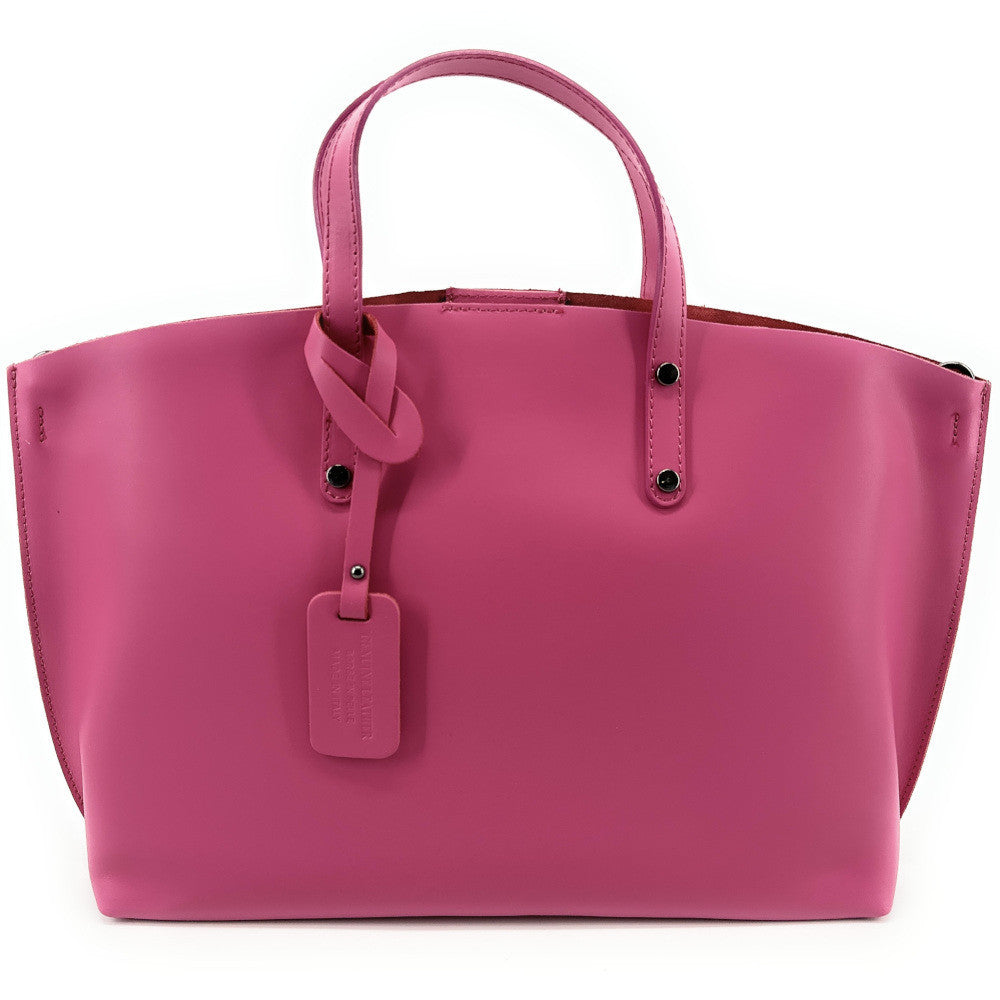 Grand sac à main en cuir glacé CHANTILLY Rose intense