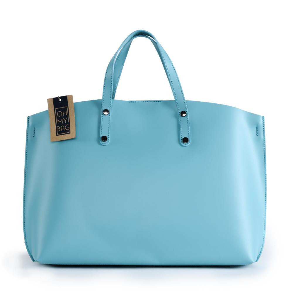 Grand sac à main en cuir glacé CHANTILLY Lagon