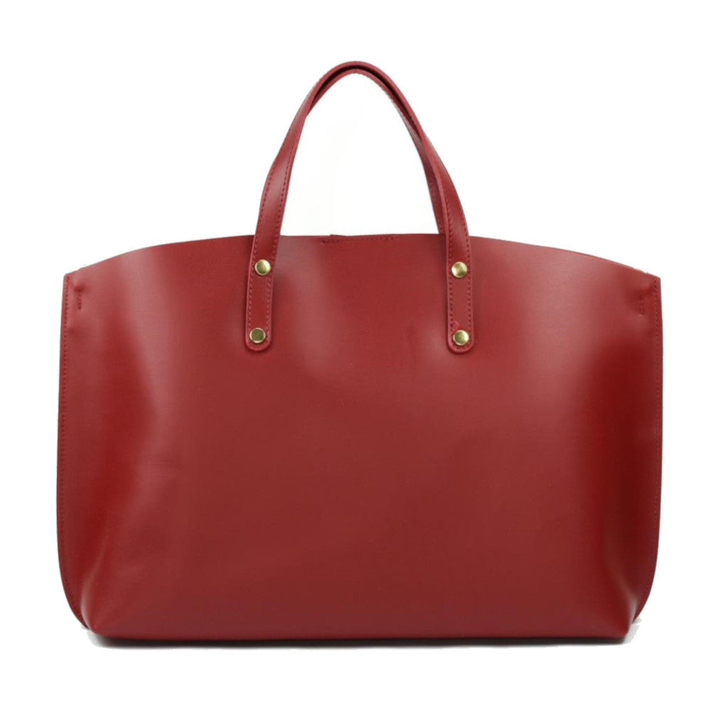 Grand sac à main en cuir glacé CHANTILLY Rouge foncé