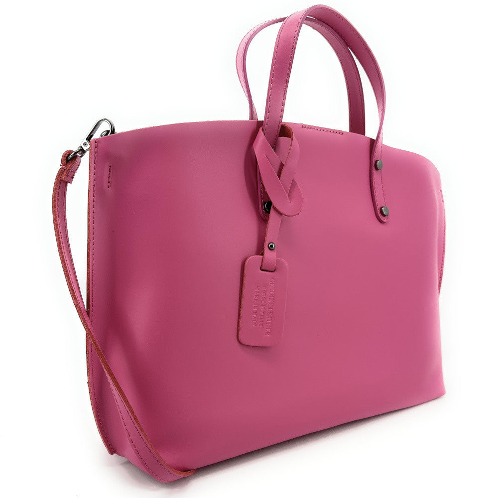 Grand sac à main en cuir glacé CHANTILLY Rose intense