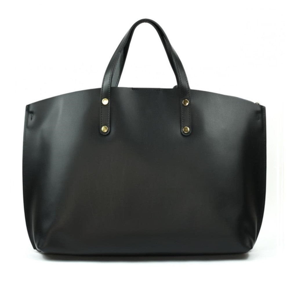 Grand sac à main en cuir glacé CHANTILLY Noir