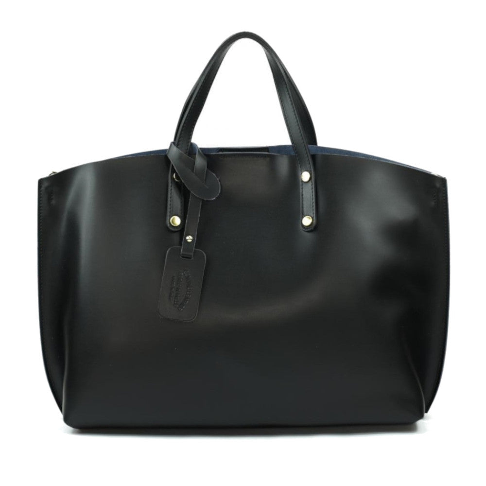 Grand sac à main en cuir glacé CHANTILLY Noir