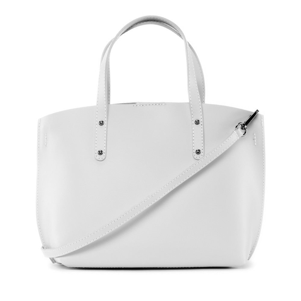 Grand sac à main en cuir glacé CHANTILLY Blanc