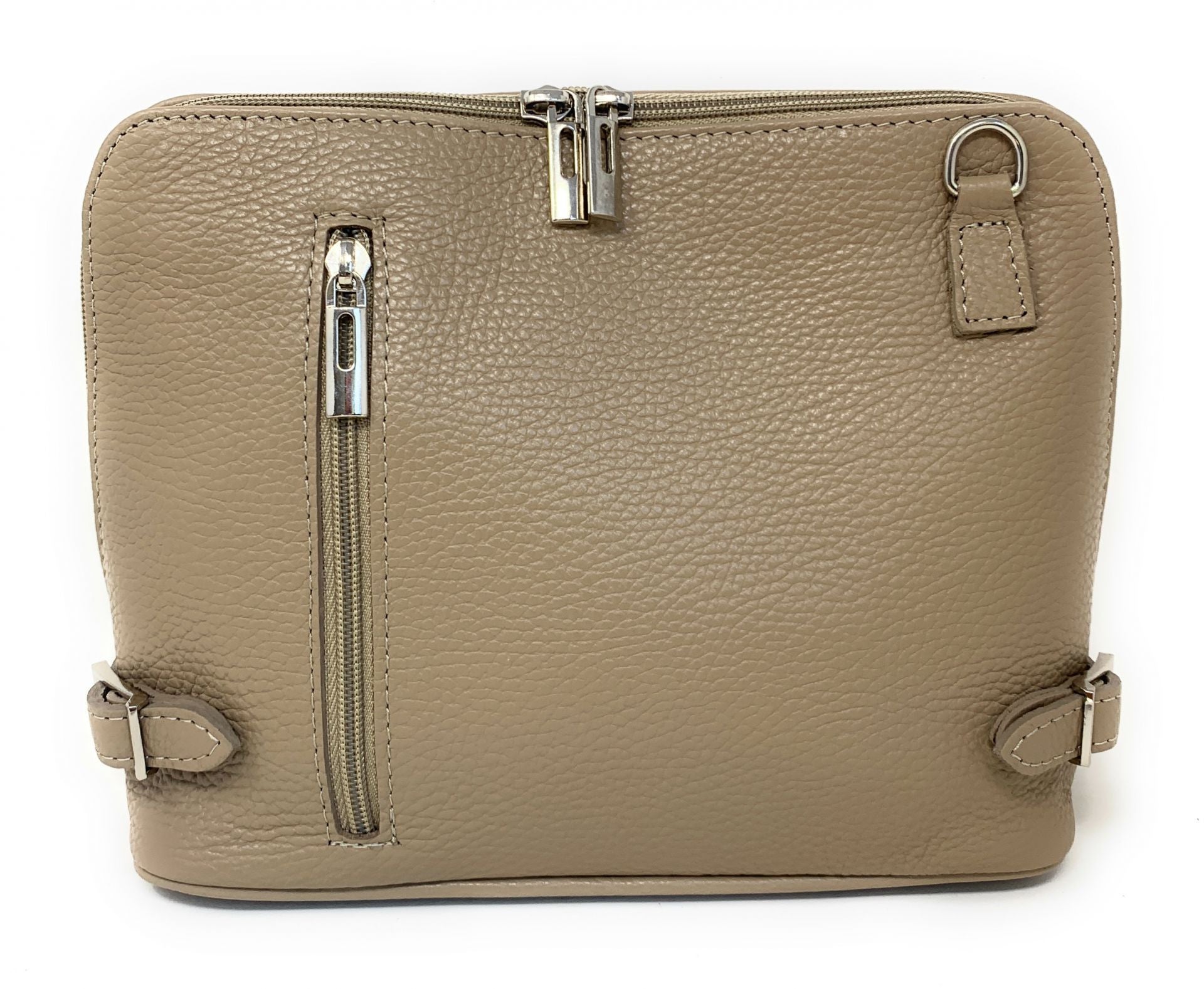 Sac à main en cuir italien grainé MAMMA MIA Taupe foncé