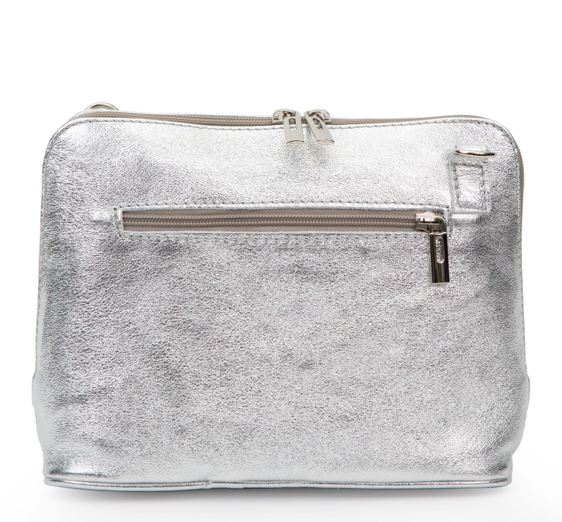 Sac à main en cuir italien grainé MAMMA MIA Argent clair