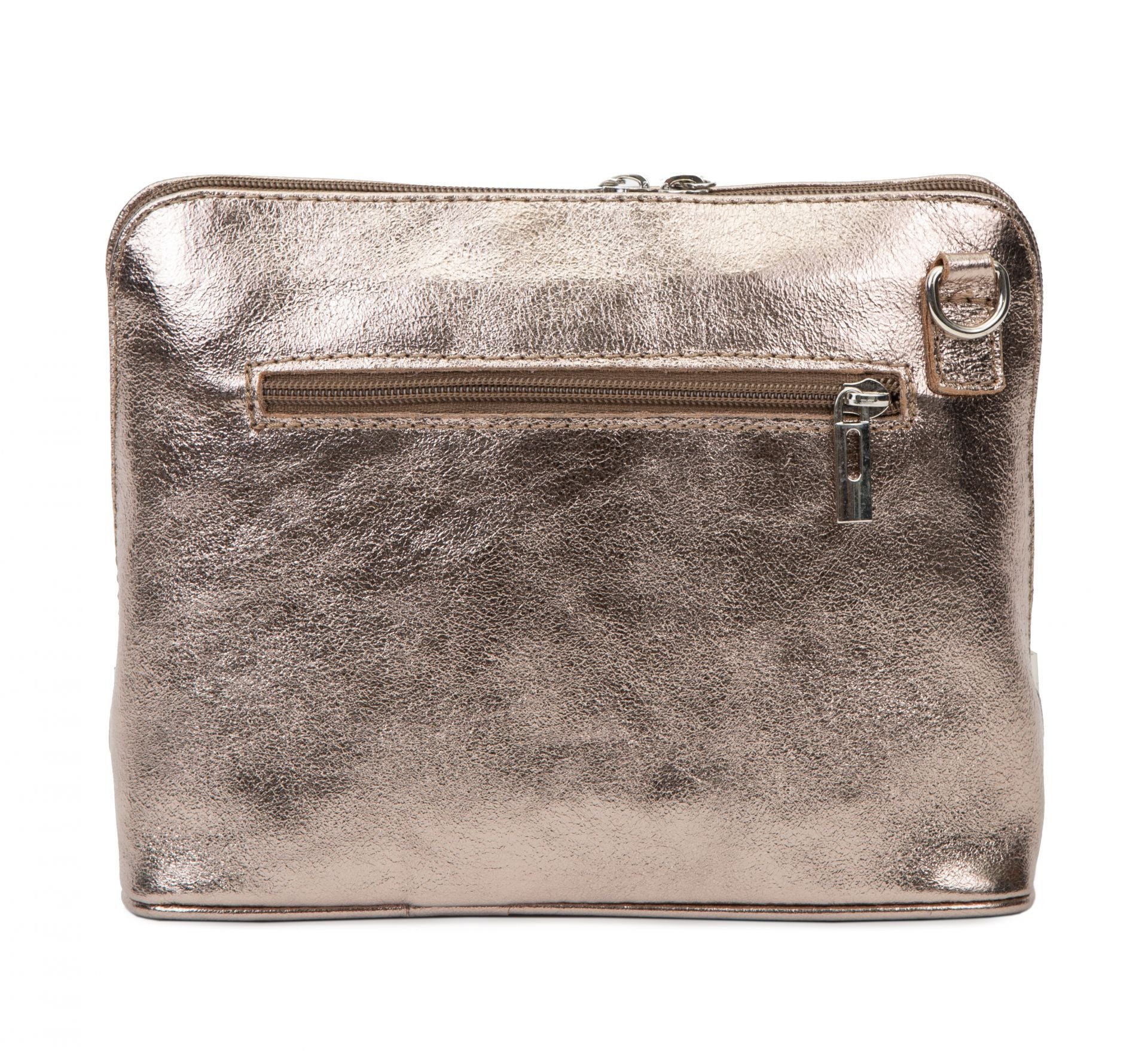 Sac à main en cuir italien grainé MAMMA MIA Champagne irisé