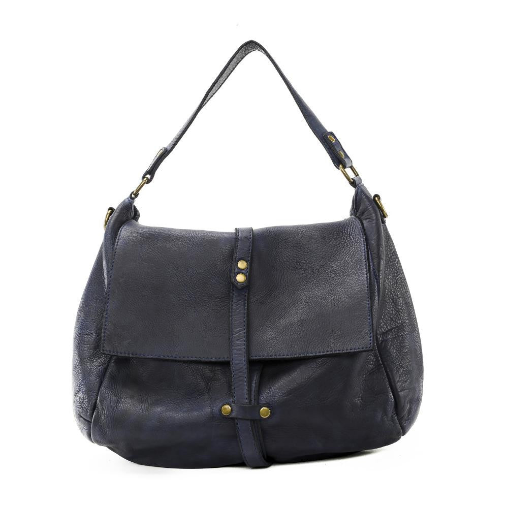 Sac messager en cuir vintage MISS CODY Bleu marine