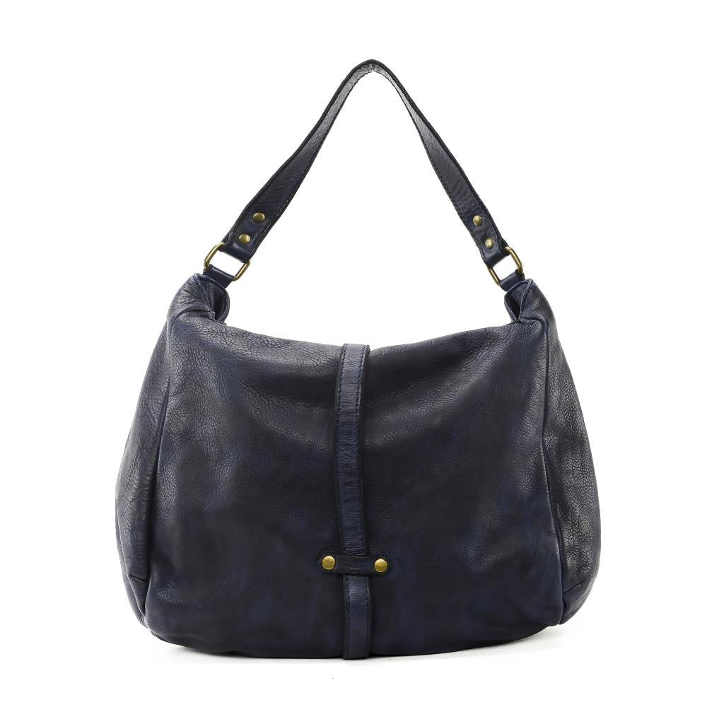 Sac messager en cuir vintage MISS CODY Bleu marine