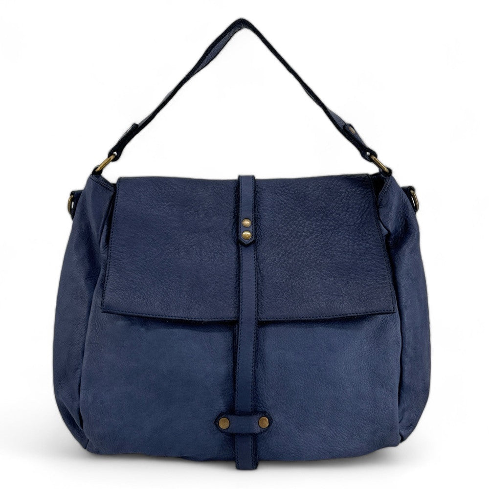 Sac messager en cuir vintage MISS CODY Bleu profond