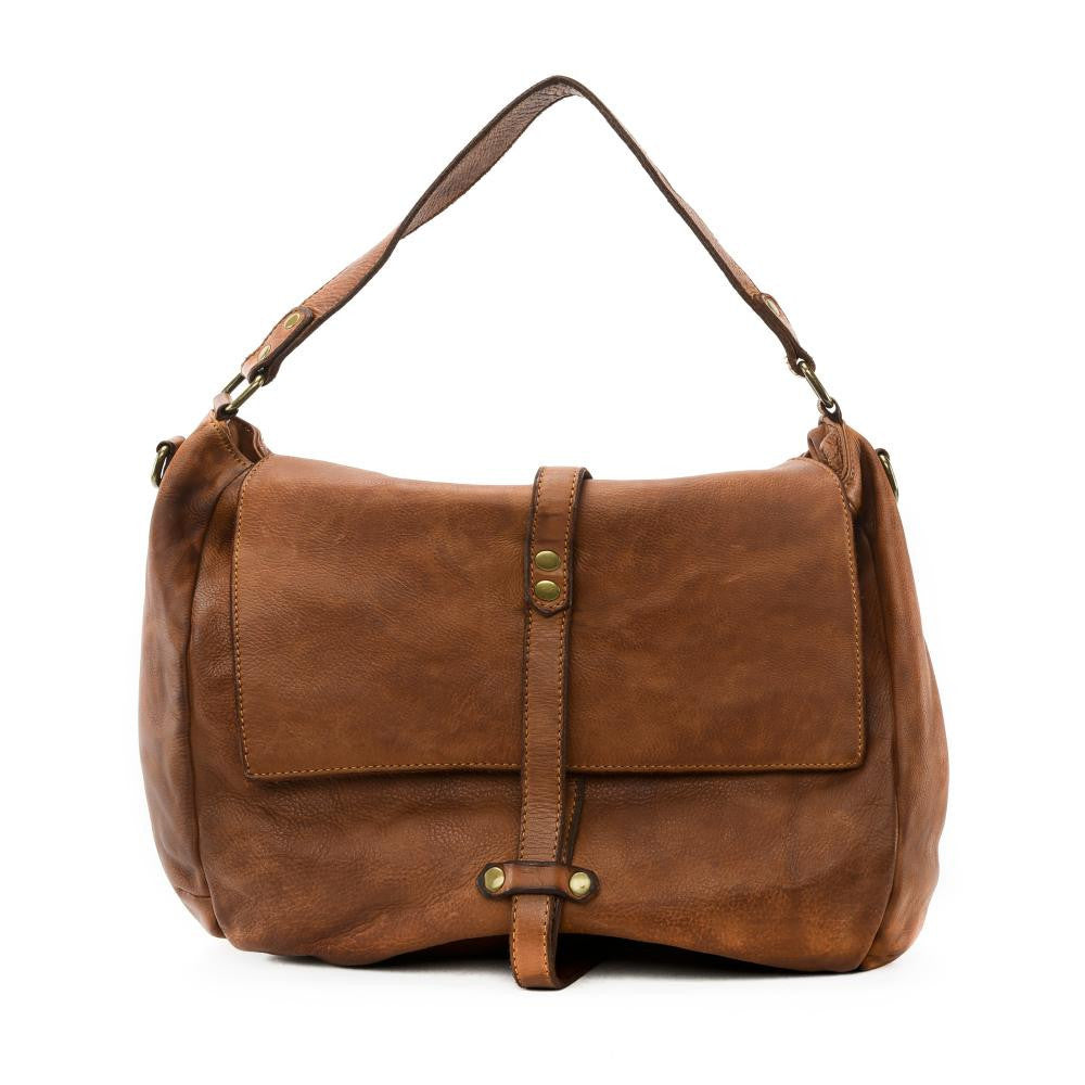 Sac messager en cuir vintage MISS CODY Cognac