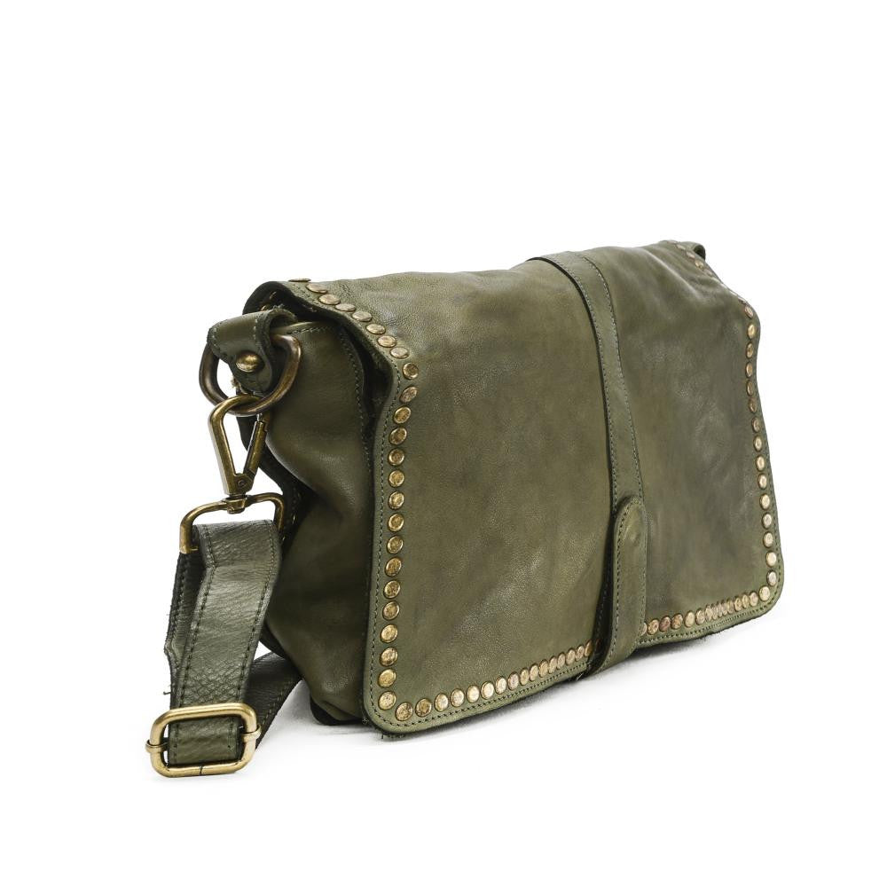 Sac besace à bandoulière en cuir vintage MISS K Kaki clair