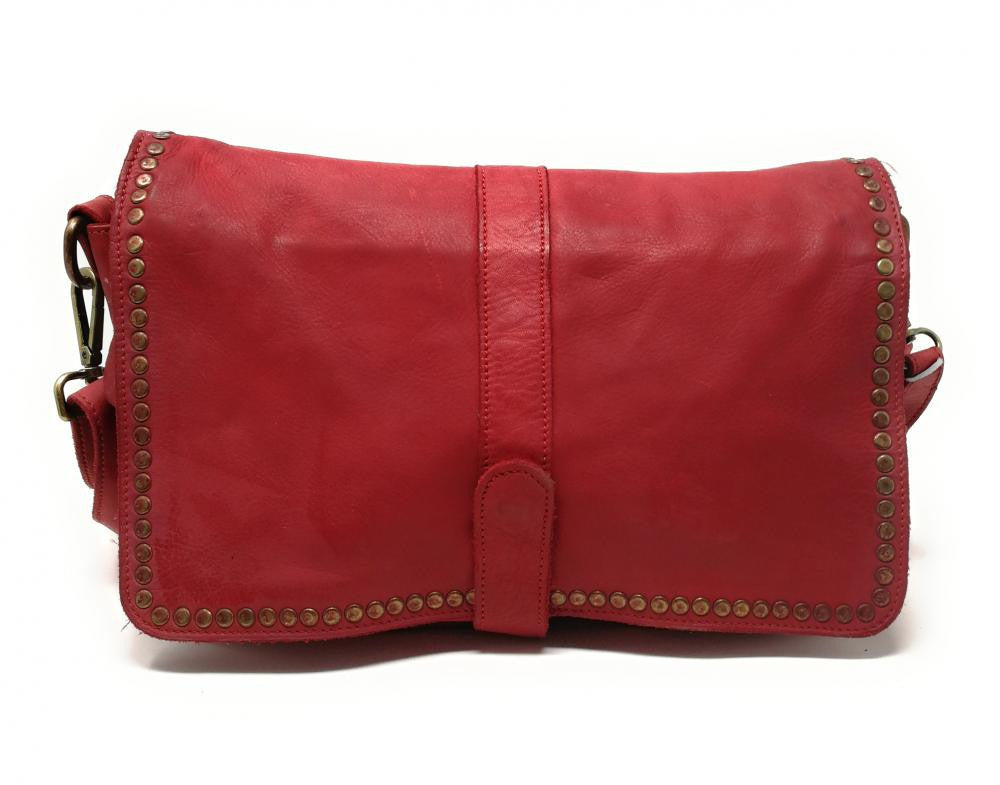 Sac besace à bandoulière en cuir vintage MISS K Rouge garance