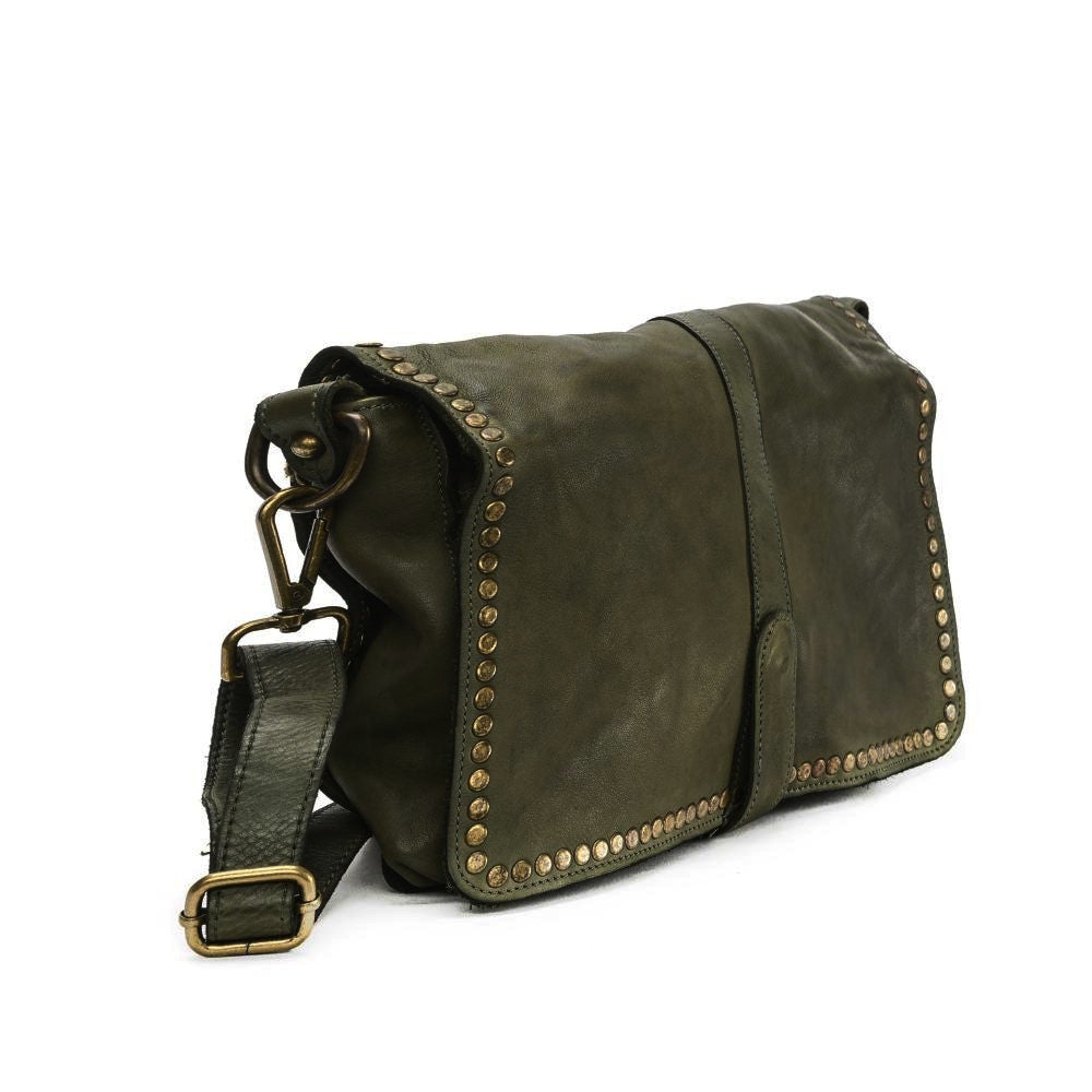 Sac besace à bandoulière en cuir vintage MISS K Kaki