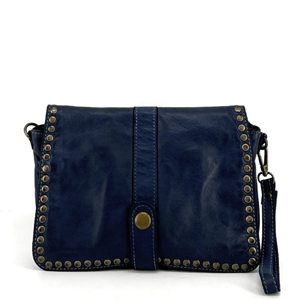 Sac besace à bandoulière en cuir vintage MISS SHAN Bleu marine