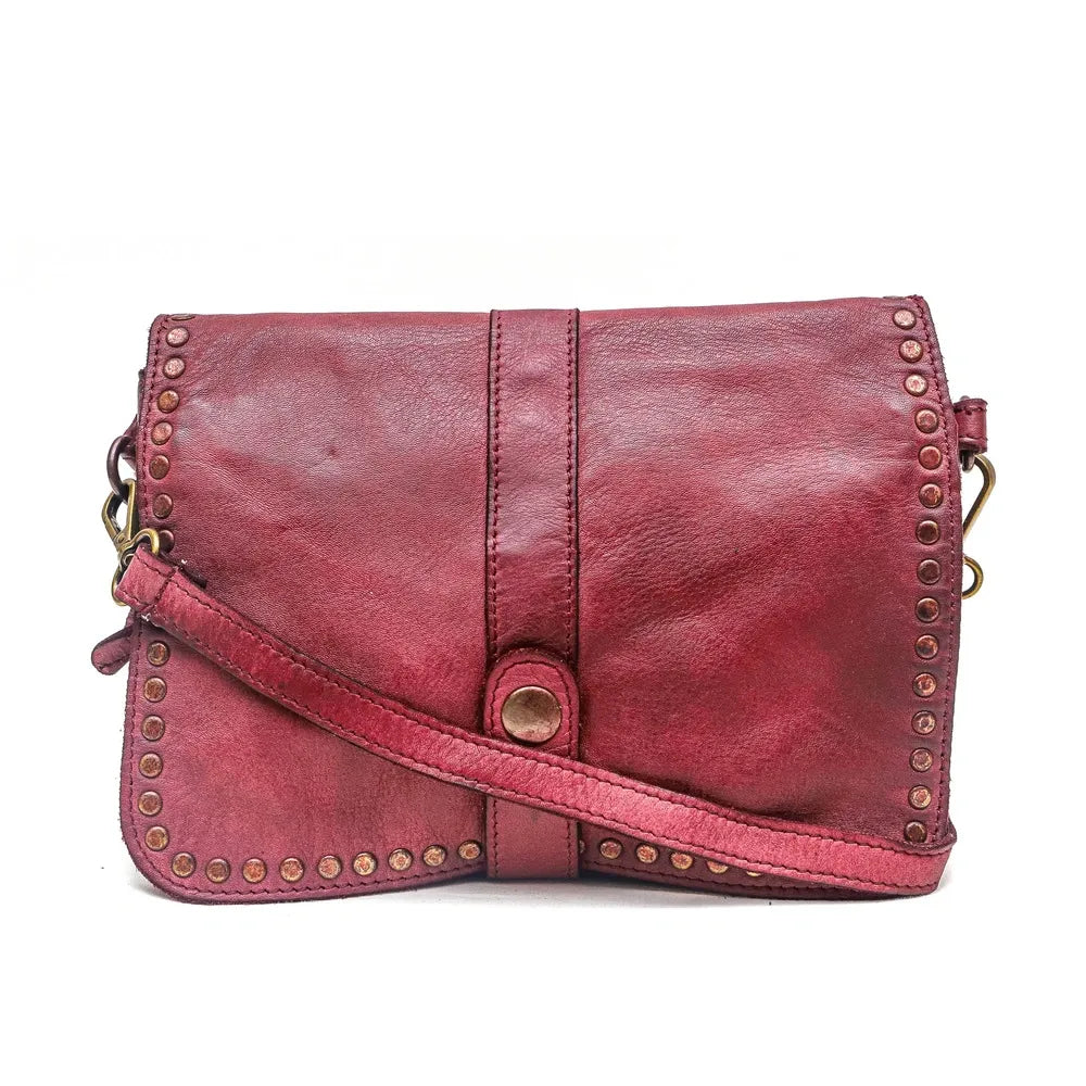 Sac besace à bandoulière en cuir vintage MISS SHAN Rouge bordeaux