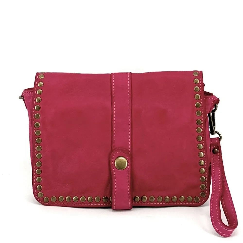 Sac besace à bandoulière en cuir vintage MISS SHAN Rose fuchsia