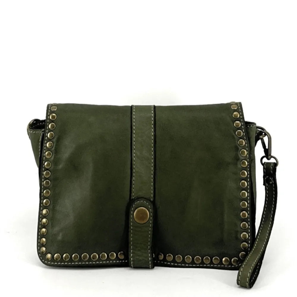 Sac besace à bandoulière en cuir vintage MISS SHAN Kaki