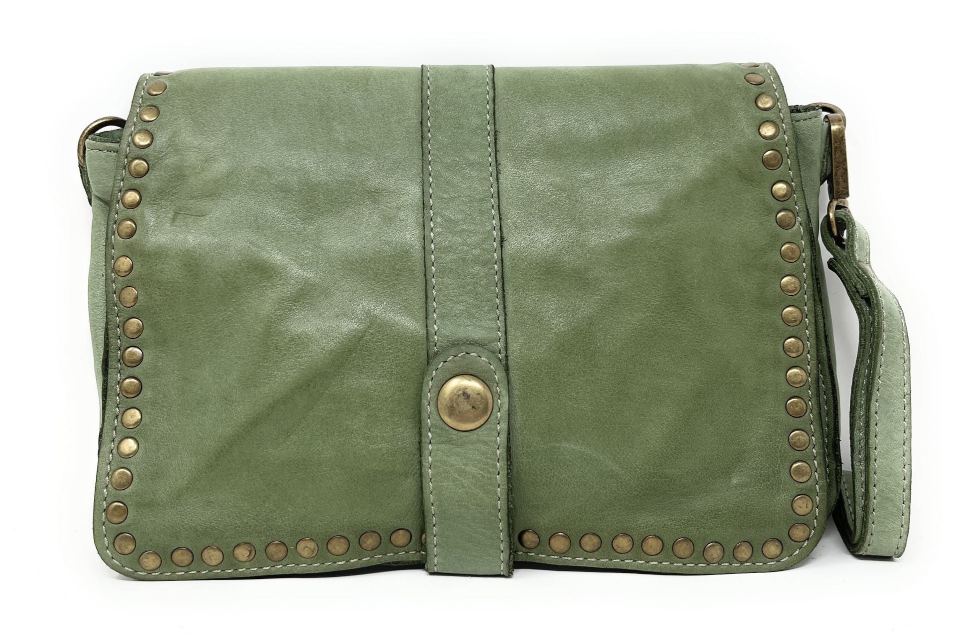 Sac besace à bandoulière en cuir vintage MISS SHAN Kaki clair