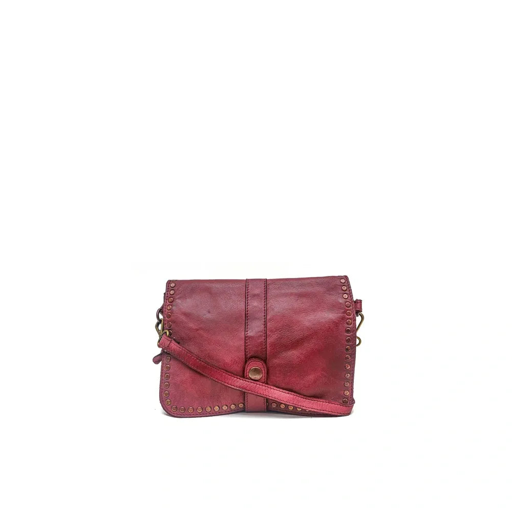Sac besace à bandoulière en cuir vintage MISS SHAN Rouge bordeaux