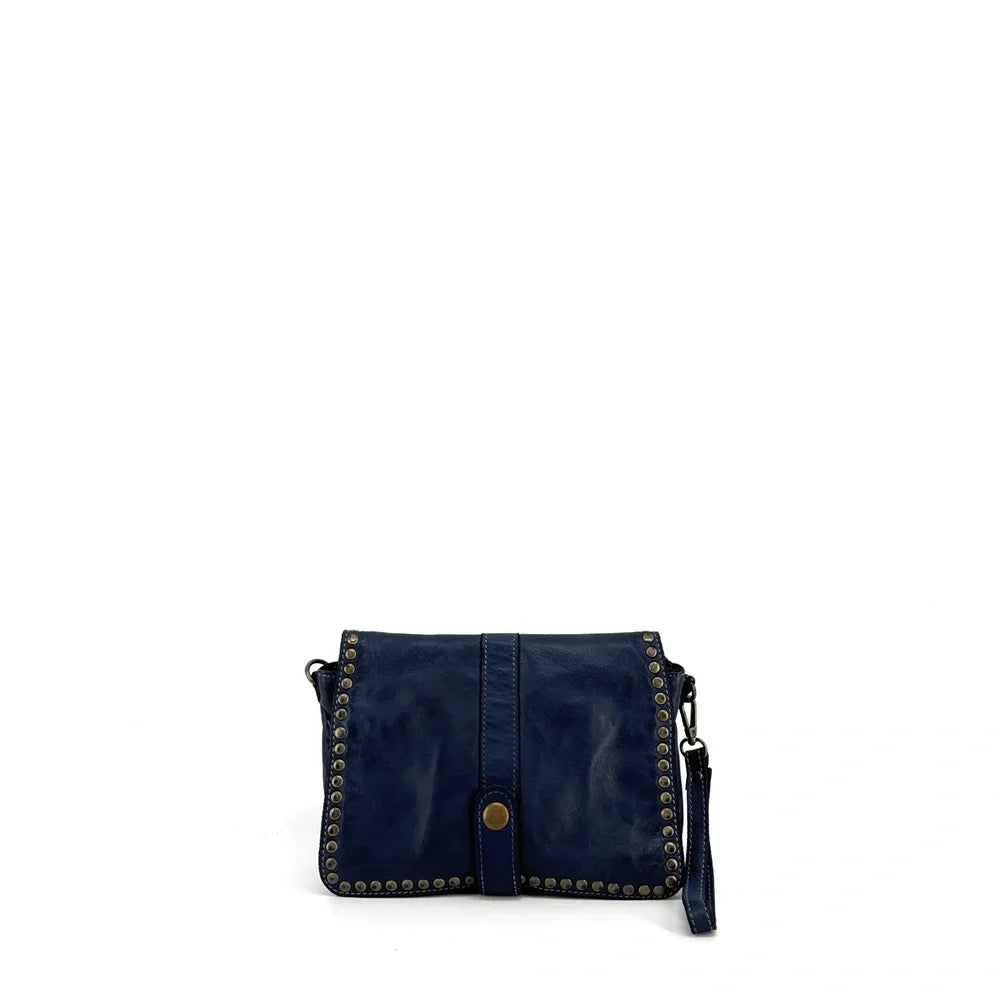 Sac besace à bandoulière en cuir vintage MISS SHAN Bleu marine