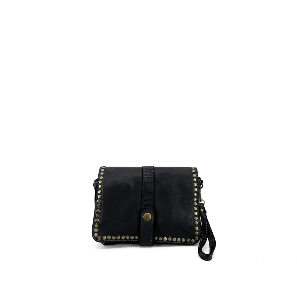 Sac besace à bandoulière en cuir vintage MISS SHAN Noir