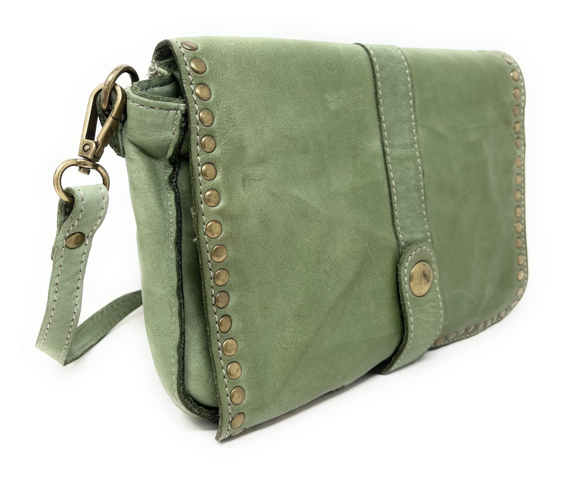 Sac besace à bandoulière en cuir vintage MISS SHAN Kaki clair