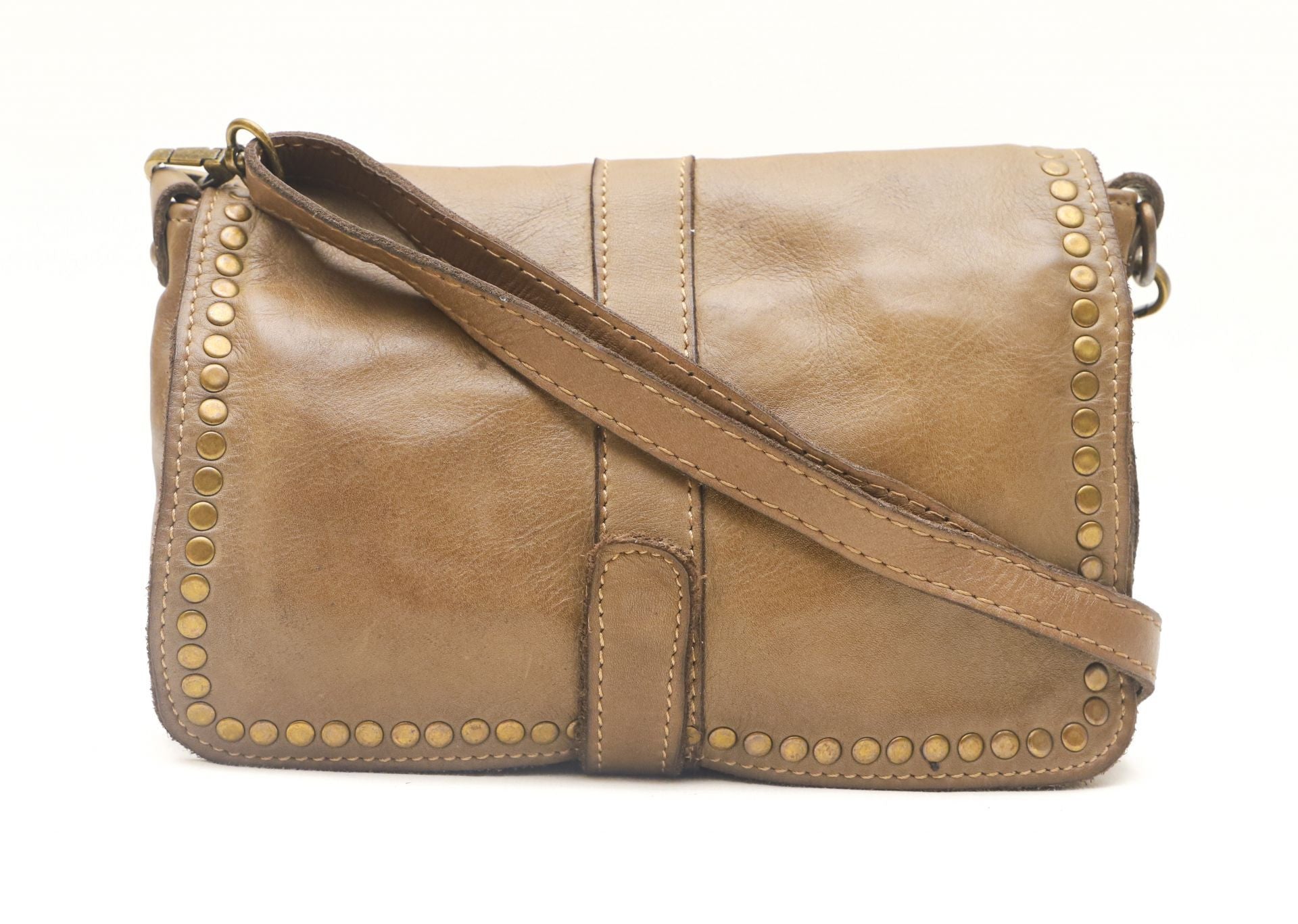Sac besace à bandoulière en cuir vintage MISS SHAN Taupe foncé