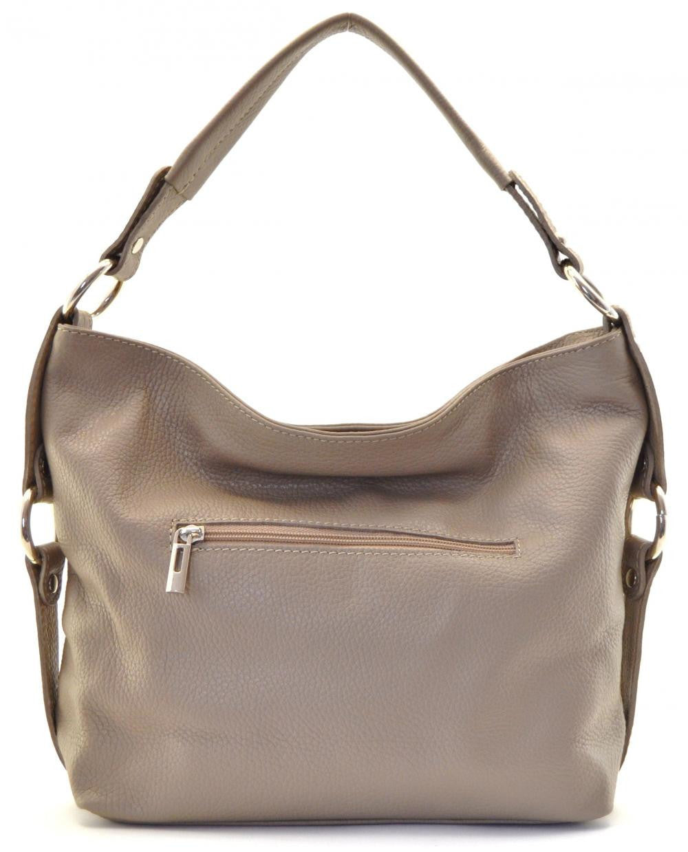 Sac à main en cuir grainé HUIT Taupe foncé