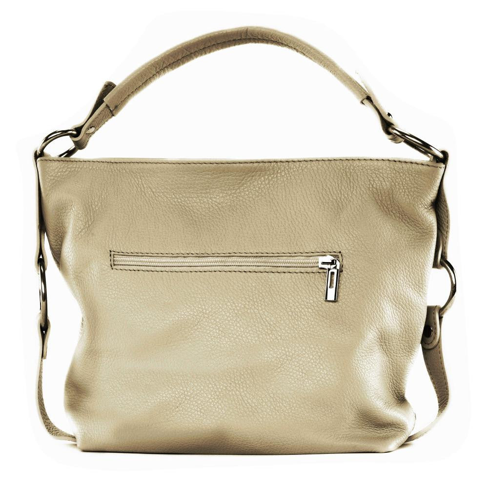 Sac à main en cuir grainé HUIT Taupe clair