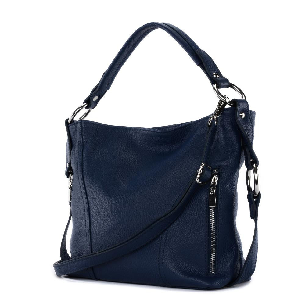 Sac à main en cuir grainé HUIT Bleu marine