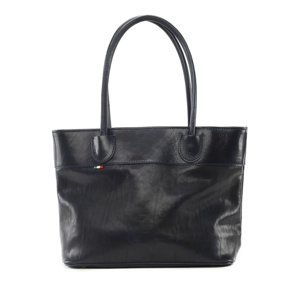 Sac cabas en cuir lisse ORLANDO Bleu marine