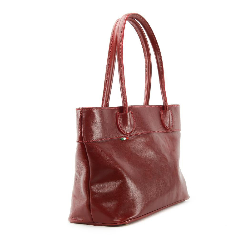 Sac cabas en cuir lisse ORLANDO Rouge foncé