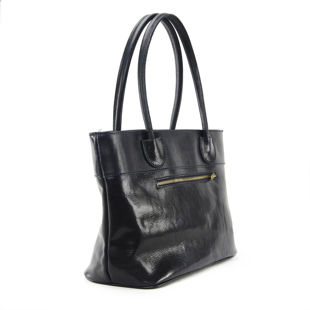 Sac cabas en cuir lisse ORLANDO Bleu marine