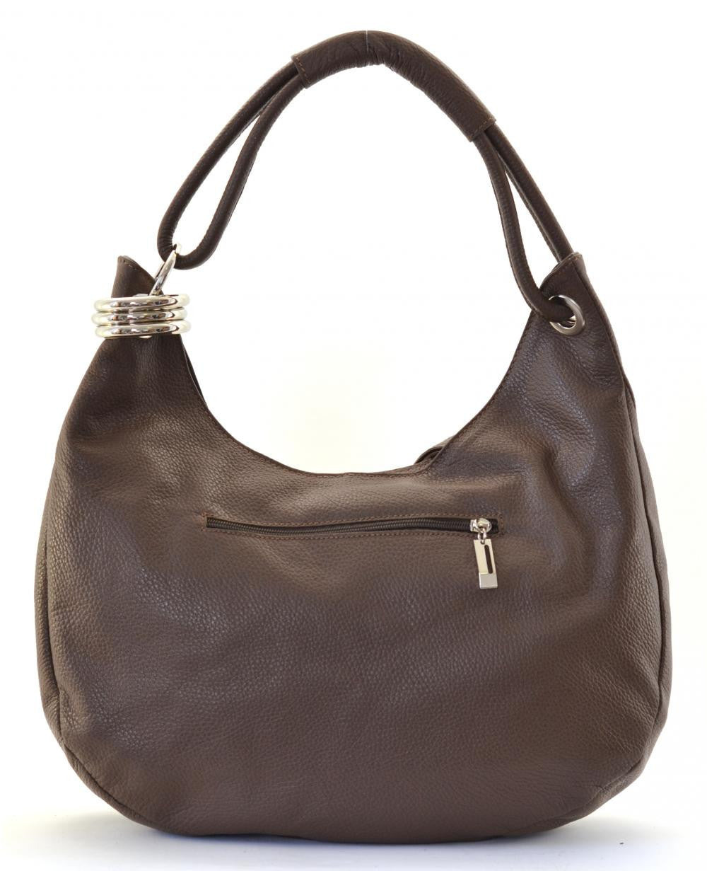 Sac à main en cuir grainé SAMOA Taupe foncé