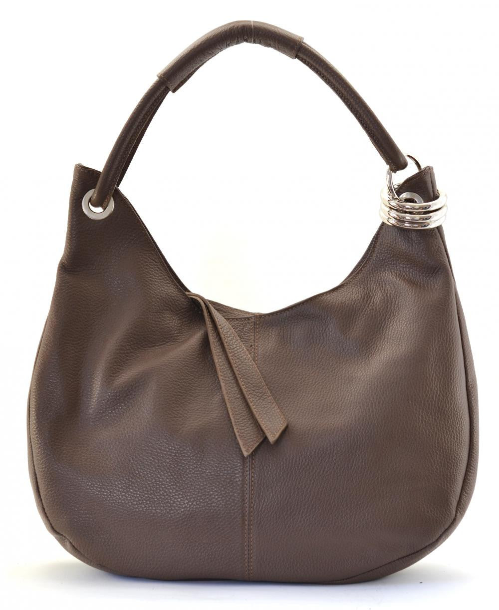 Sac à main en cuir grainé SAMOA Taupe foncé
