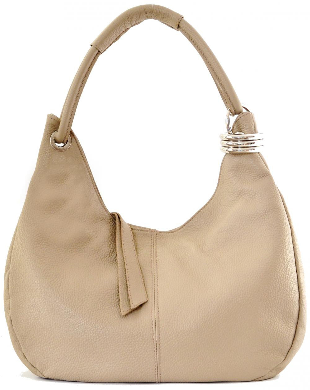 Sac à main en cuir grainé SAMOA Taupe clair