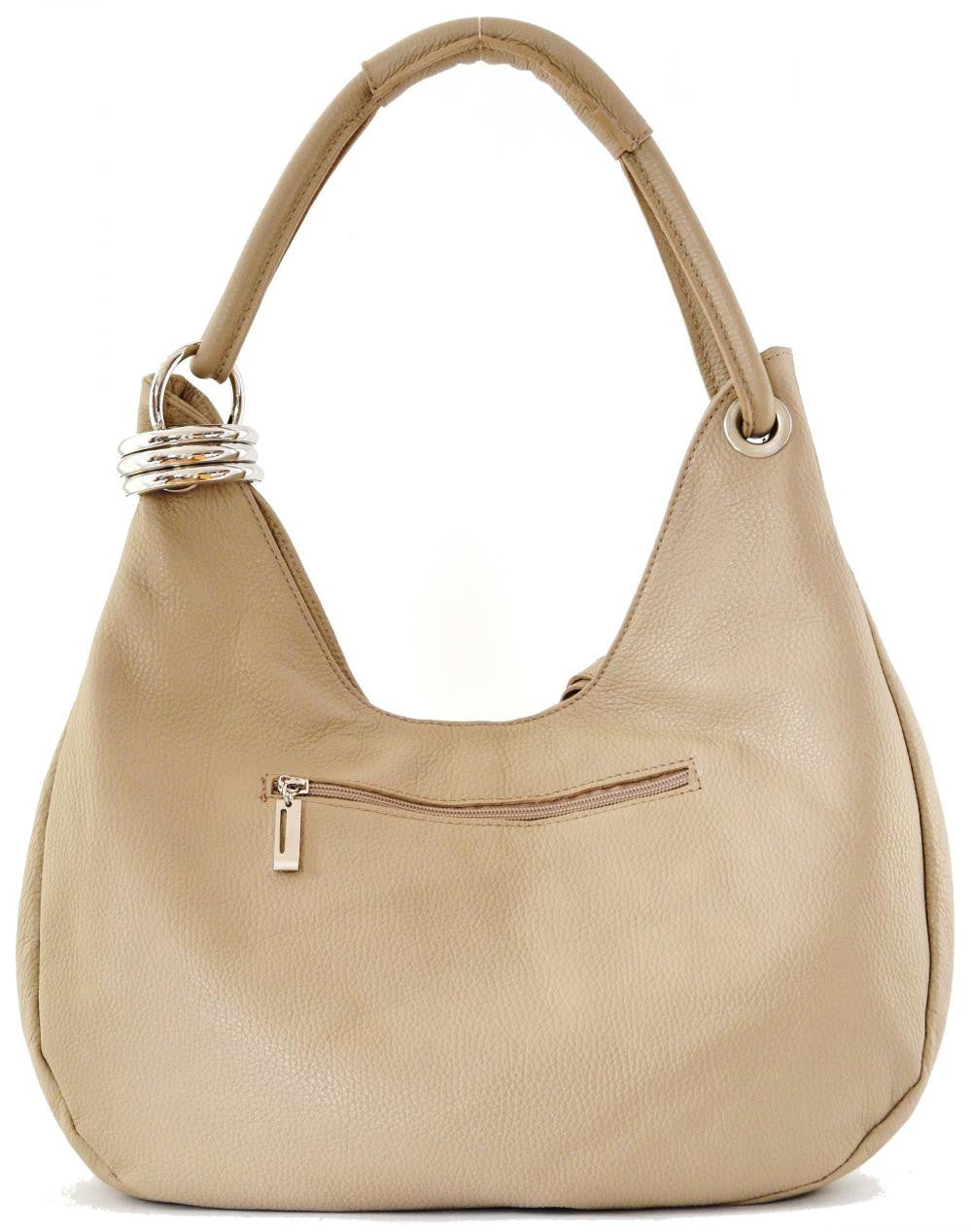 Sac à main en cuir grainé SAMOA Taupe clair