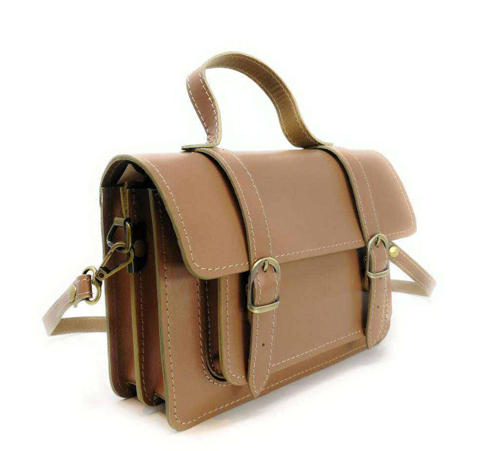 Sac à main en cuir lisse SAND Taupe clair