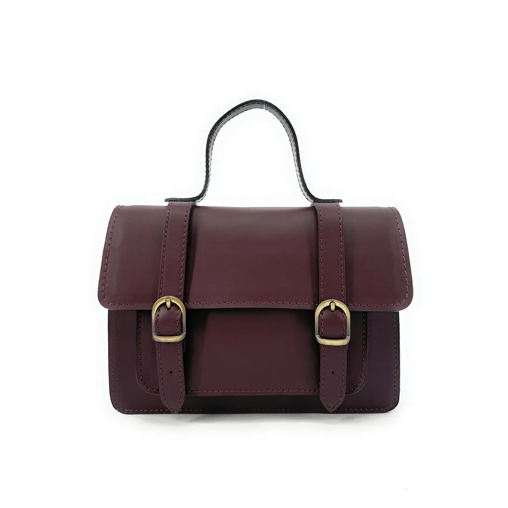 Sac à main en cuir lisse SAND Rouge bordeaux