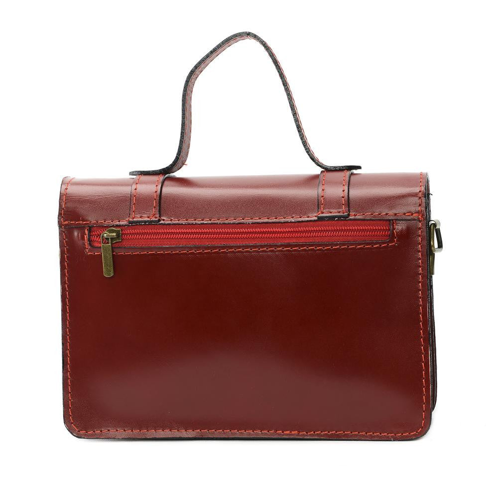 Sac à main en cuir lisse SAND Rouge foncé