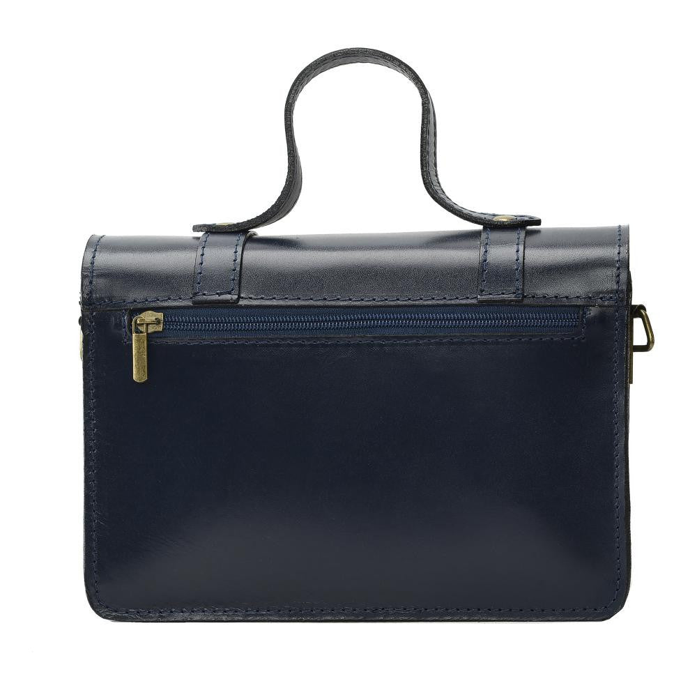 Sac à main en cuir lisse SAND Bleu marine